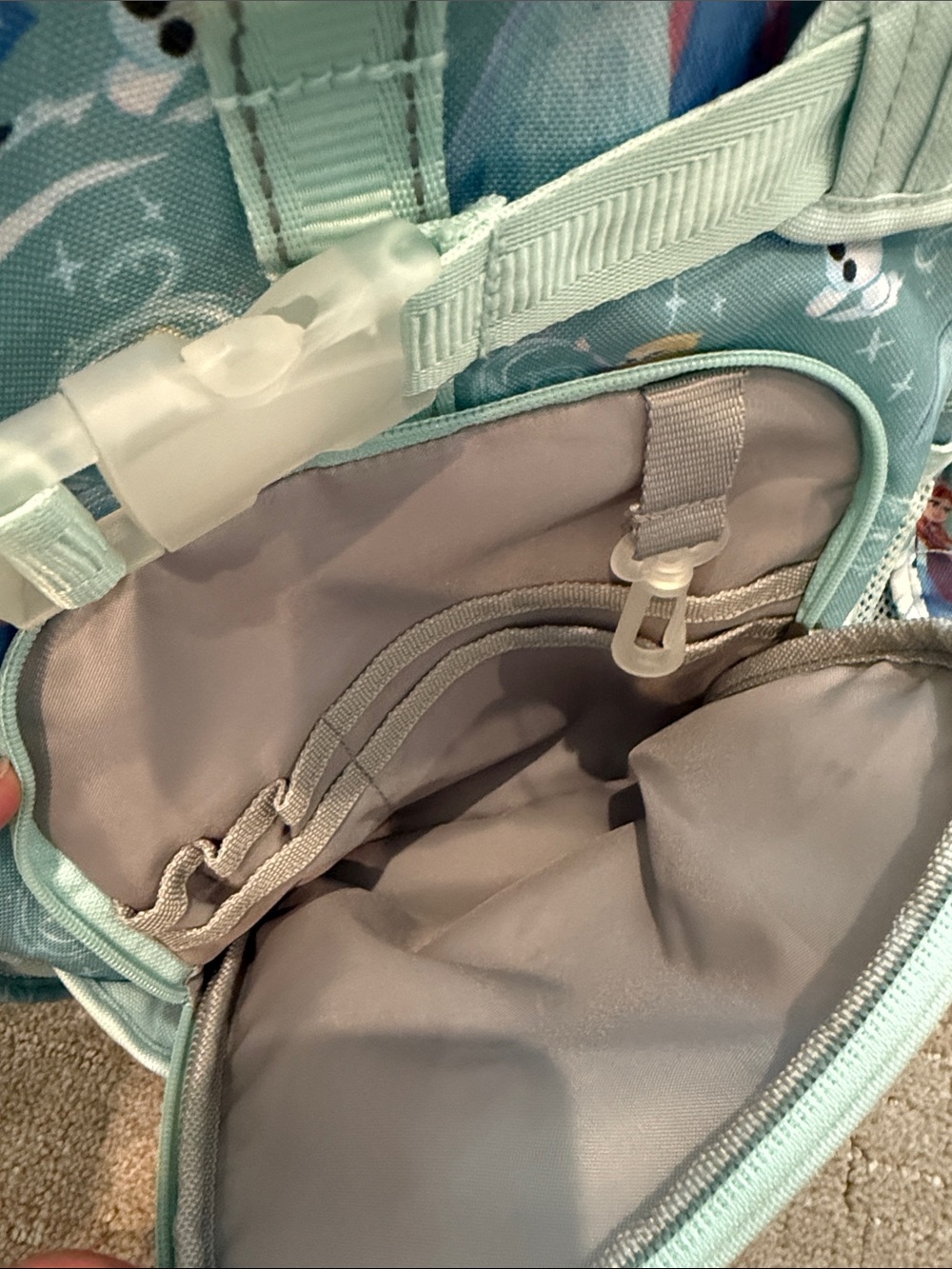 Pottery Barn Kids Mackenzie Aqua Disney Frozen backpack, size small - Picture 3 of 8